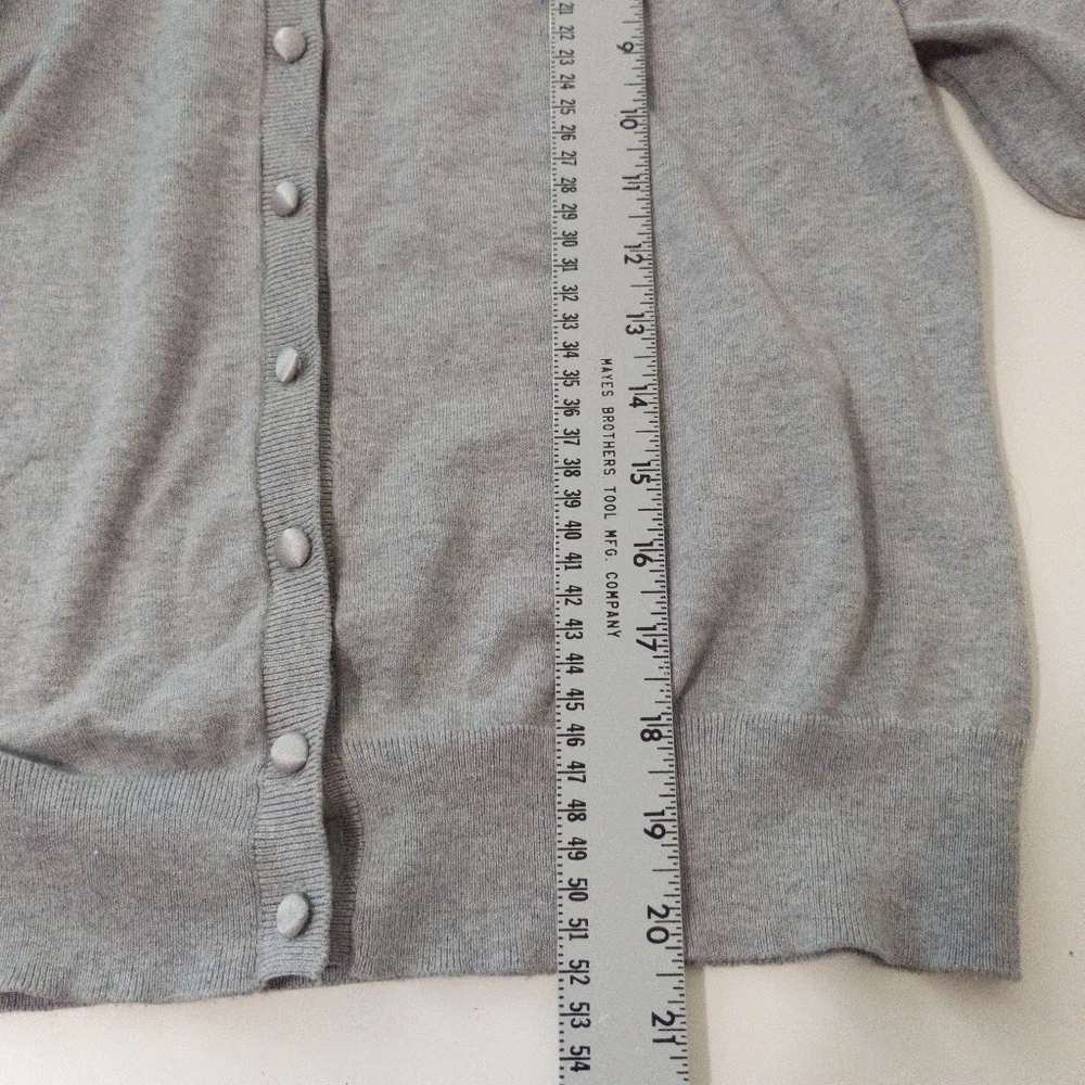 Banana Republic Silk Blend Button Down Cardigan Size Large Petite Gray - Picture 7 of 8